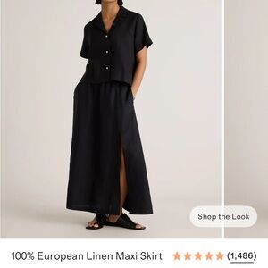 NWT Quince Black Linen Maxi Skirt
